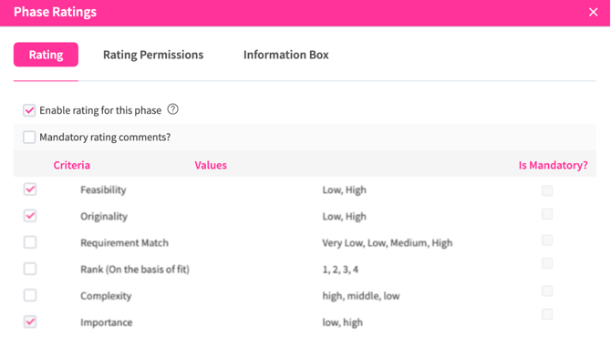 Mandatory comments rating